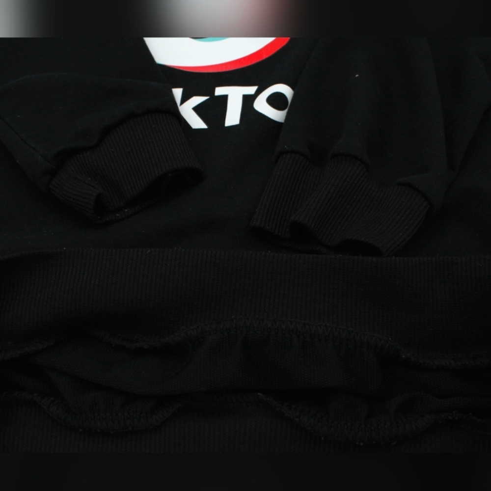 Black Pullover Hoodie with TikTok Graphic Logo – Boys Size Small - Picture 4 of 5